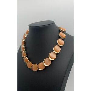 Vintage Karu Arke Inc. Gold Tone Peach Moon Glow Thermoset Choker Necklace